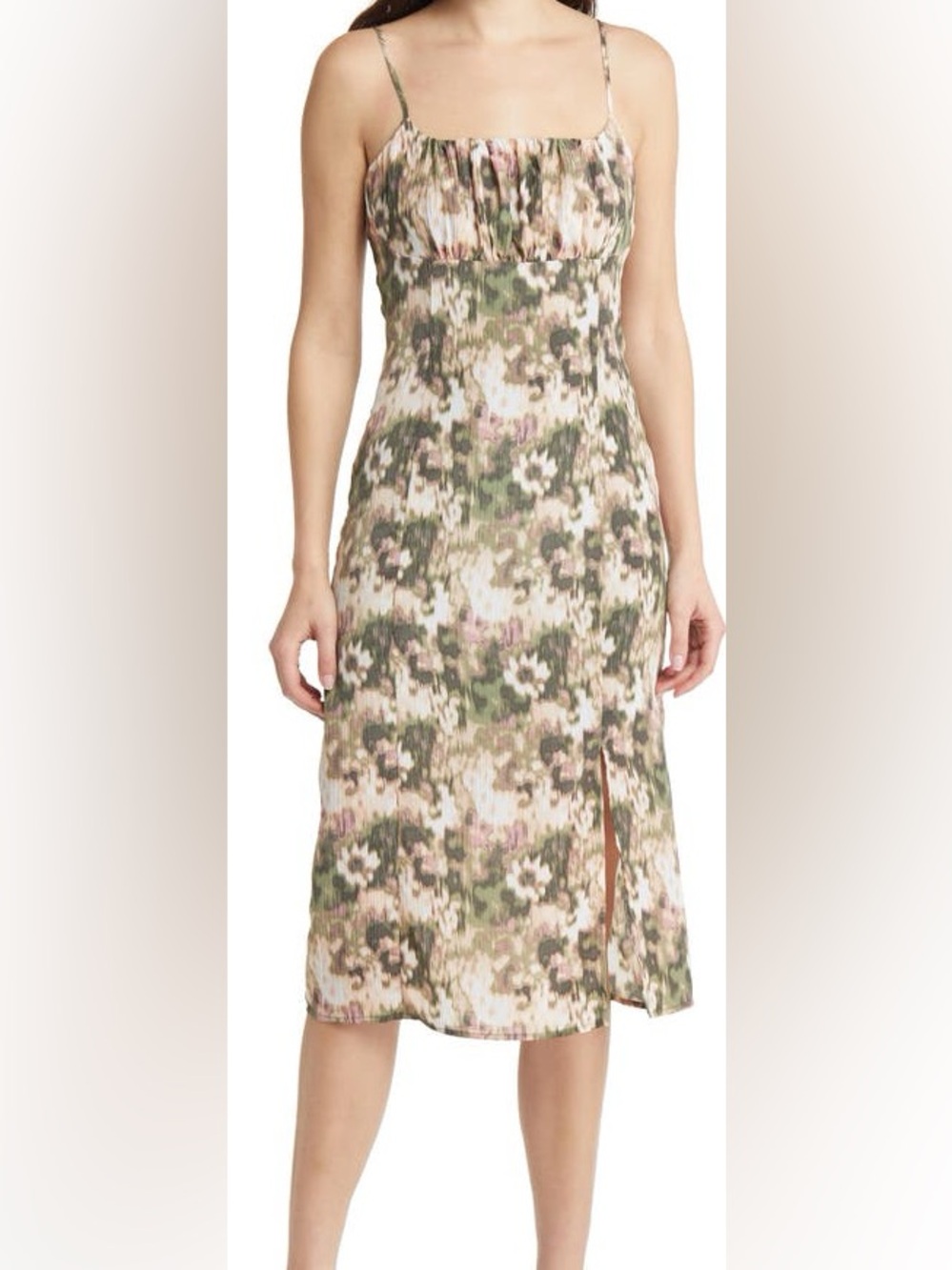 Chelsea28 Floral Spaghetti Strap Midi Dress Daisy Blur Print Size XXL